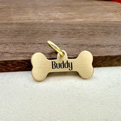 Etiqueta identificativa perro hueso latón grabado personalizada