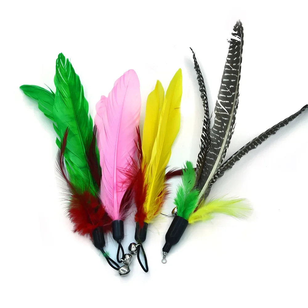 Paquete de 10 cañas de pescar retráctiles, divertido palo para gato, cabeza de repuesto de plumas de oruga, juguetes para gatos, productos interactivos para mascotas - imagen 5