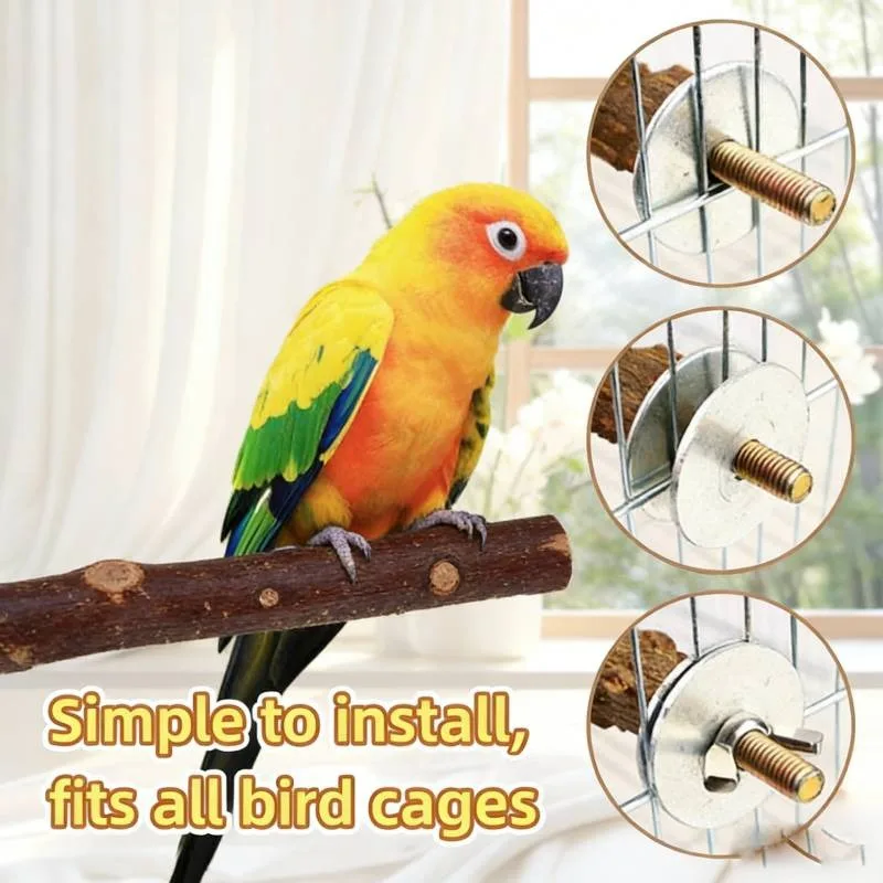Poste madera natural para loros – Soporte jaula y afilar garras - imagen 4