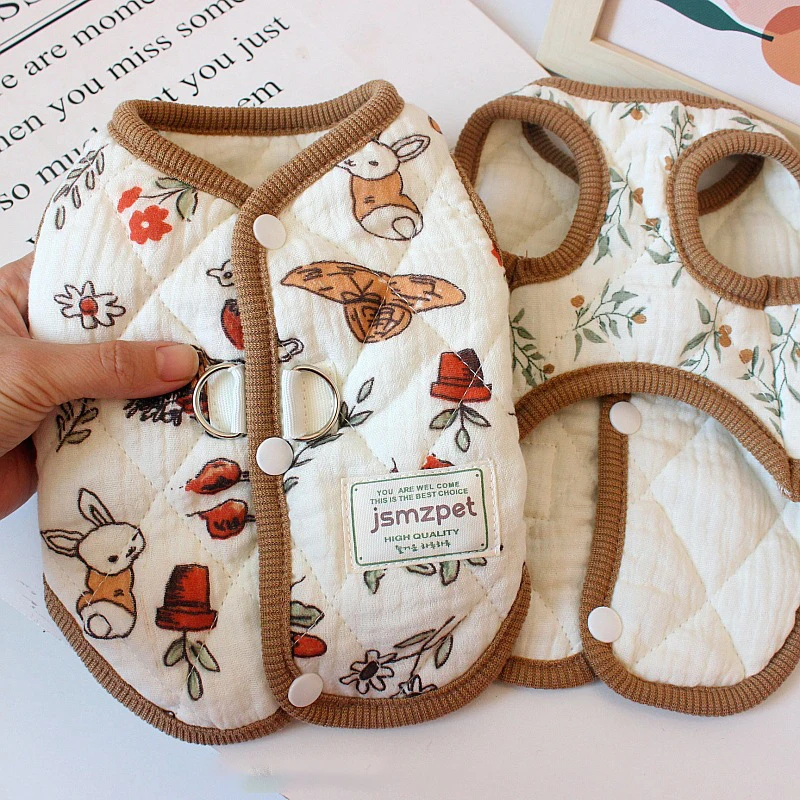 Ropa con estampado bonito para perros, abrigo para perros de otoño e invierno, chaqueta cálida y acogedora para cachorros, ropa para Chihuahua Yorkie, accesorios para perros - imagen 3