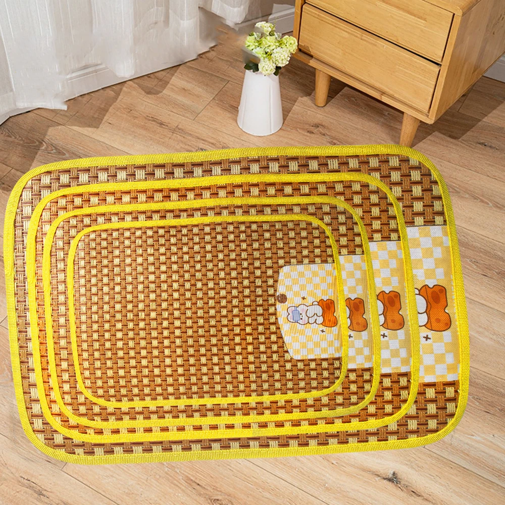 Alfombrilla de mimbre lavable y antideslizante para mascotas, esterilla de verano para gatos pequeños y medianos, almohadilla de refrigeración transpirable para cachorros y gatos, alfombrilla para dormir para mascotas - imagen 3
