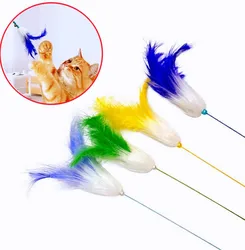 Varilla de plumas con campanilla para gatos – juguete interactivo