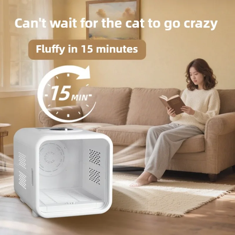 Caja de secado para mascotas de gran espacio, 1200W, 53L, secador de pelo automático para perros y gatos, secadora silenciosa, desinfección antibacteriana, secadores para perros - imagen 2