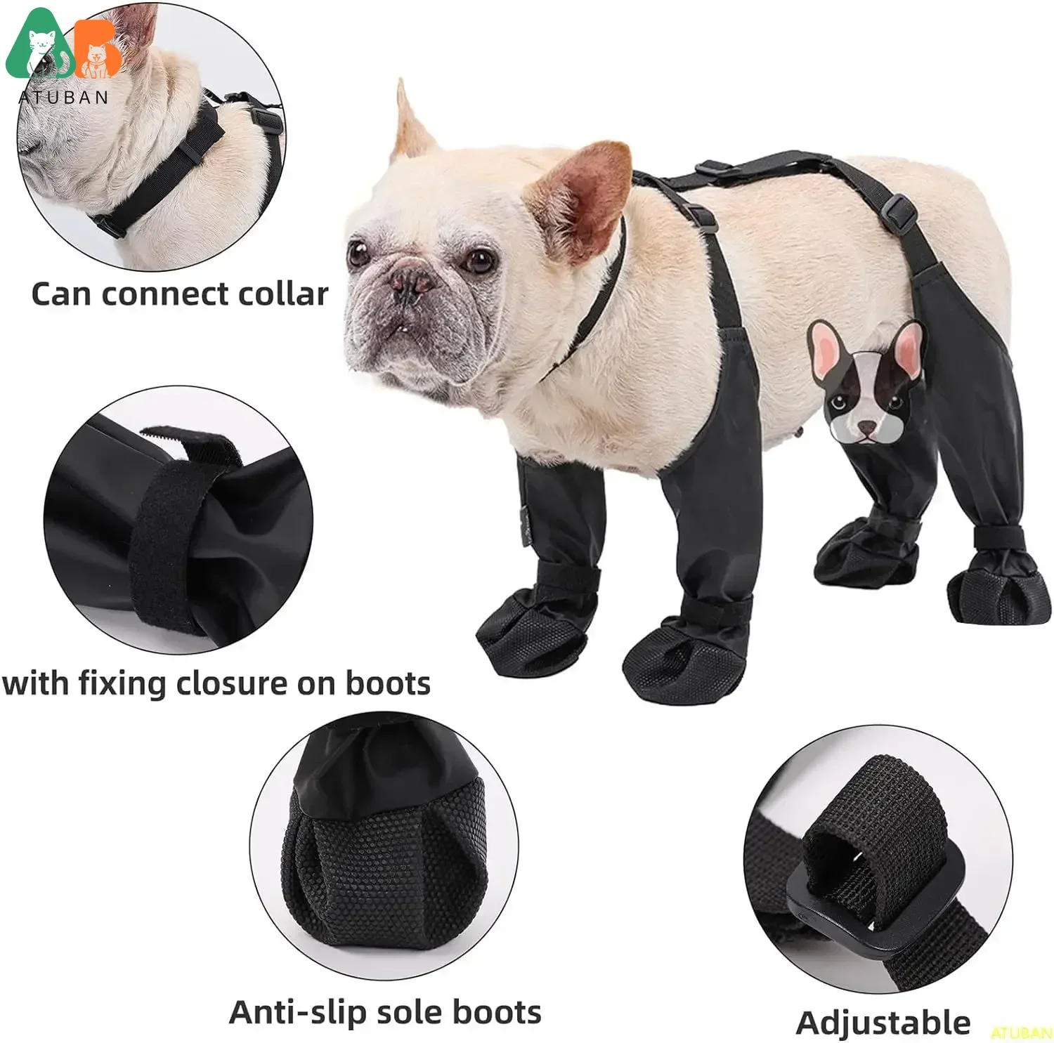 Botas impermeables para perros, zapatos antideslizantes para perros, suela de goma resistente, Protector de pata para mascotas, correr al aire libre para perros a prueba de suciedad y anticaída - imagen 2