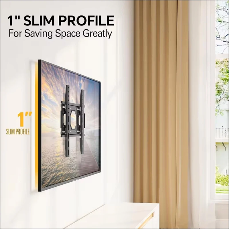 Soporte de montaje en pared para TV de 26-65 pulgadas, soporte Universal fijo para TV LCD LED, ahorro de espacio, carga máxima VESA de 400x400mm, soporte fijo para TV de 50kg - imagen 5