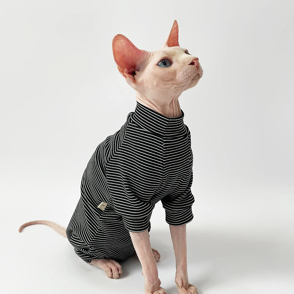 Sphynx ropa para gatos ocio raya 4 patas algodón cómodo sin pelo trajes para gatos suave invierno cálido Devon Kornish ropa para gatos - imagen 2