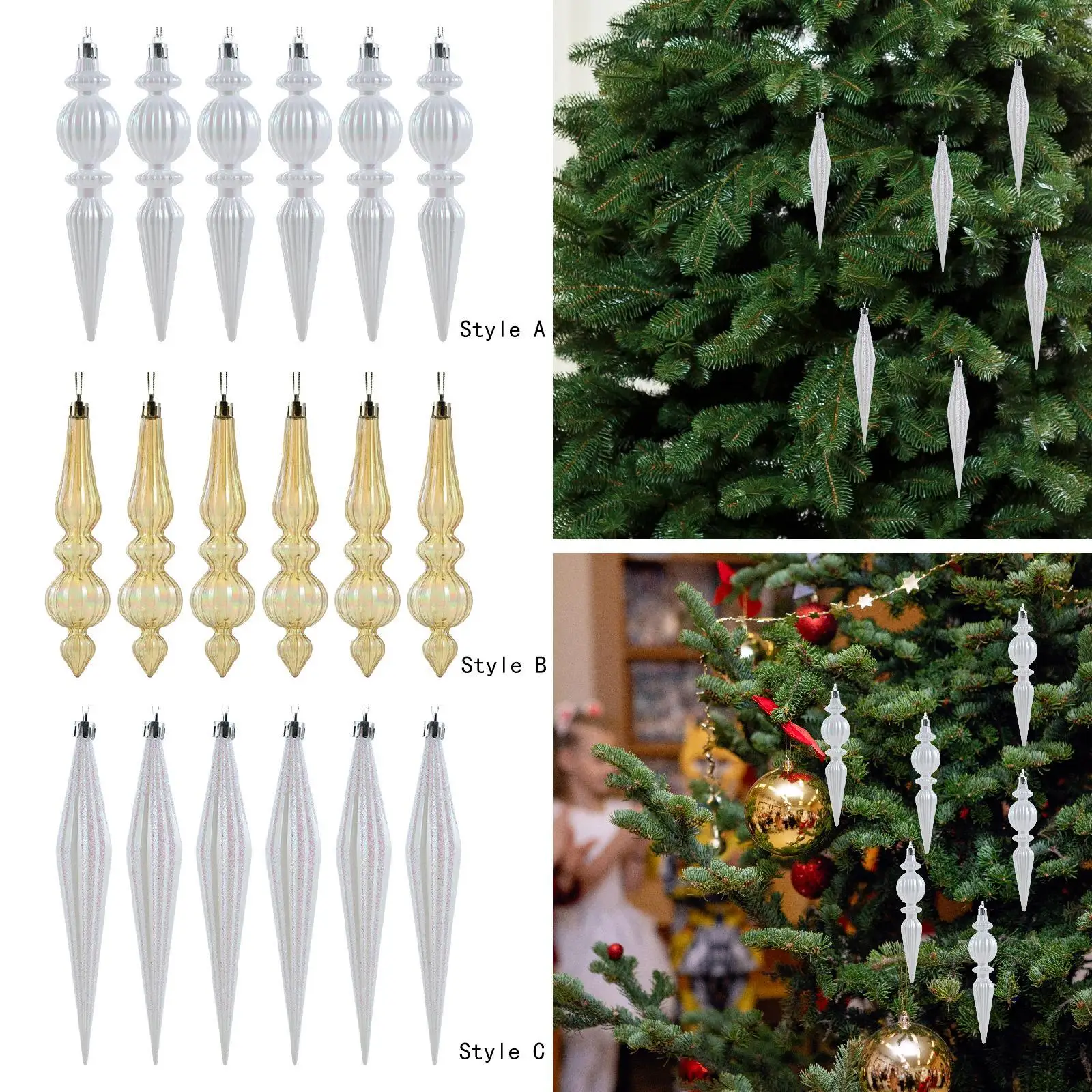 6 piezas de adorno de árbol de Navidad, decoración de corona de fiesta de nieve para el hogar, colgante de adorno - imagen 3