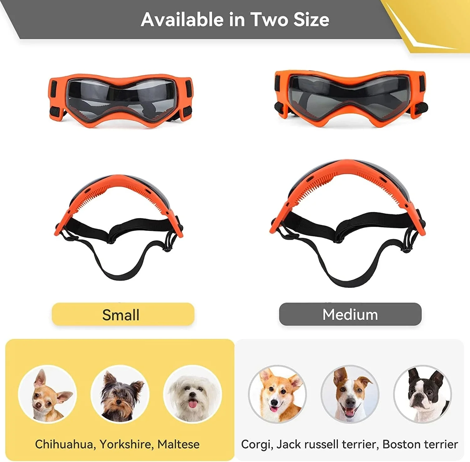 Gafas de sol cómodas para perros, lentes suaves y fáciles de usar, protección UV ajustable para cachorros, pequeñas y medianas - imagen 4