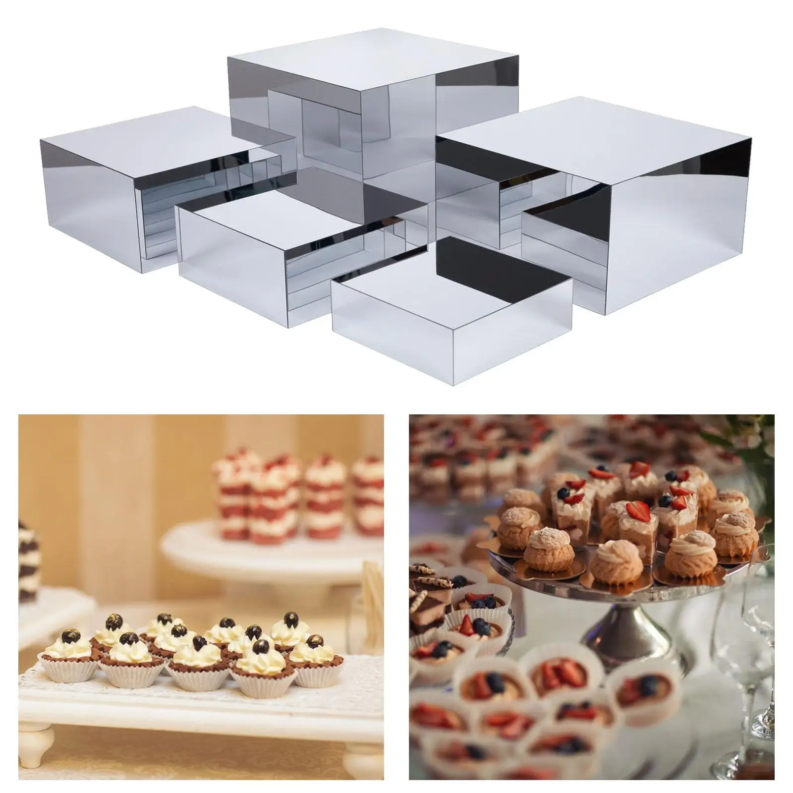 Buffet Risers Banquet Mirror Acrylic Parties Multifunctional Bread Brunch Pastry Dessert Display Shelf Cupcake Display Stands