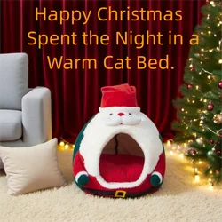 Cama de Navidad para gatos y perros - refugio calido de felpa
