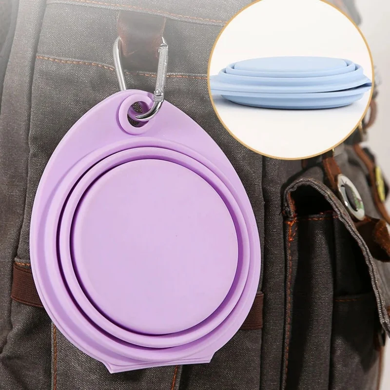 Cuenco plegable de silicona para perros y mascotas, contenedor de comida portátil para viajes al aire libre, alimentador, plato, suministros para mascotas, 350/600ml - imagen 4