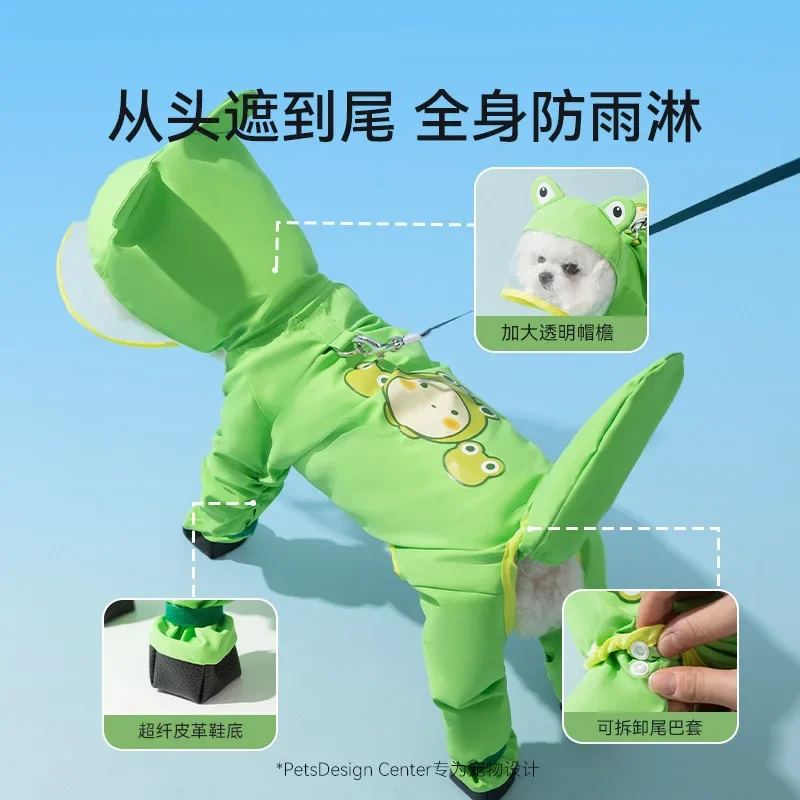 Poncho para cachorros con pies, bolsa impermeable todo incluido, ropa para mascotas de cuatro patas, impermeable para perros - imagen 2