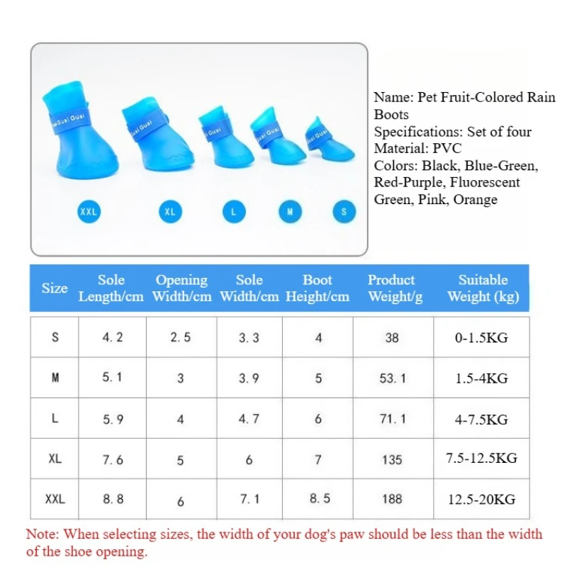 Botas de lluvia para mascotas, zapatos de goma antideslizantes impermeables para perros y gatos, botines para mascotas, juego de accesorios para calzado al aire libre, 4 Uds. - imagen 4