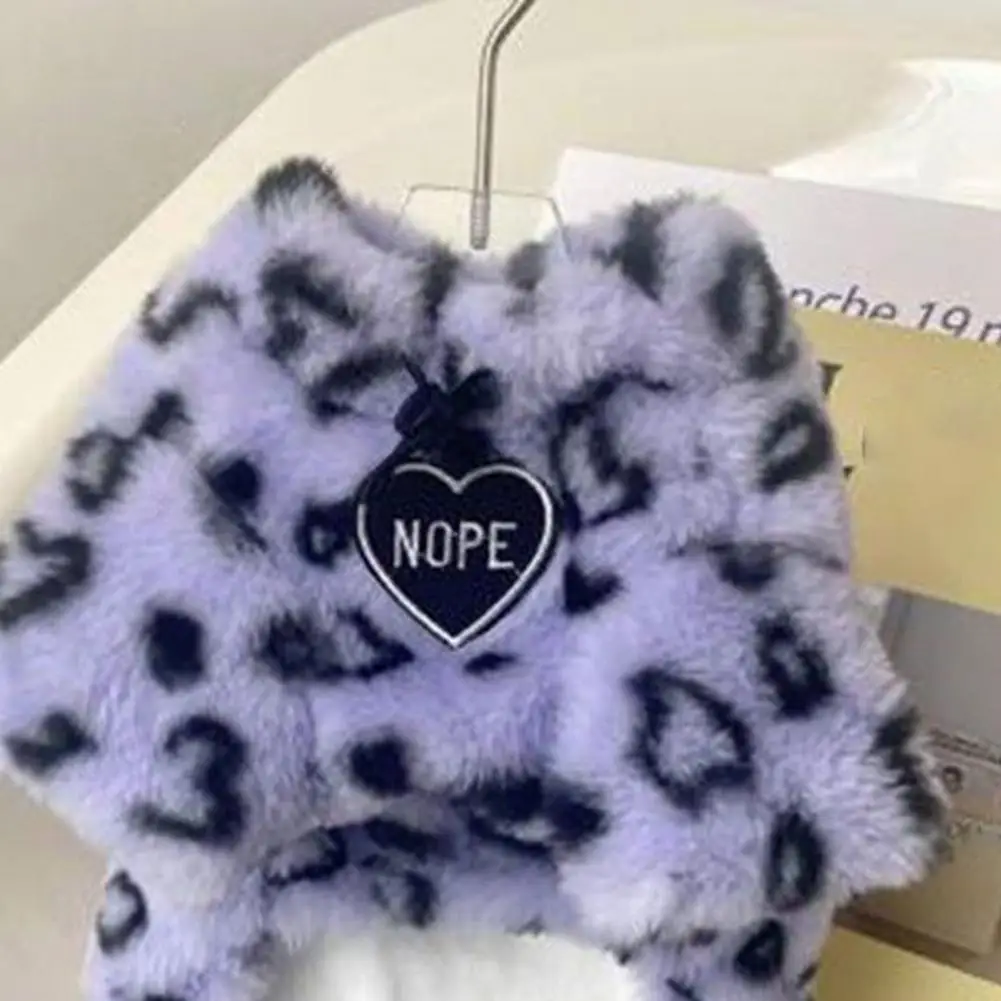 Abrigo de invierno para gato con estampado de leopardo, chaquetas de 2 patas para perro y gato, forro suave engrosado, trajes para gato pequeño, taza de té linda, ropa para perro para regalo - imagen 5