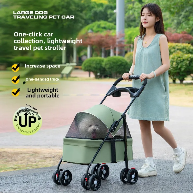 Cochecito para mascotas, carrito para gatos, carrito pequeño plegable ligero para viajes al aire libre, carritos para perros - imagen 2