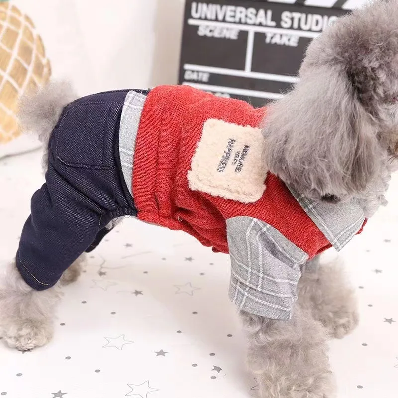 Ropa para perros y cachorros, ropa de otoño e invierno para perros pequeños de Pomerania, ropa de cuatro patas para cachorros, informal, gruesa y cálida - imagen 4