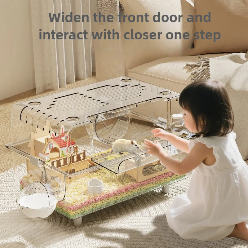 Jaula grande para hámster, accesorios transparentes de lujo para hámsteres, jaulas para hámsteres, casas escondidas para ratas, habitats, muebles, suministros para hámster - imagen 3