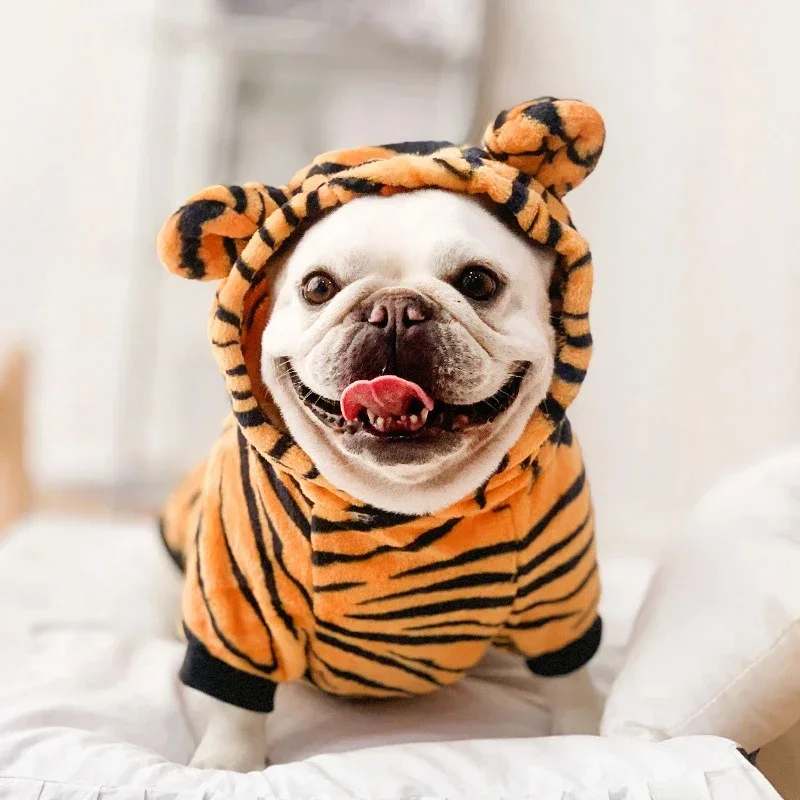 Ropa cálida de invierno para perros, ropa para mascotas para perros pequeños y medianos, Chihuahua, cachorro de peluche, gato, traje de dinosaurio, sudaderas con capucha para perros - imagen 3