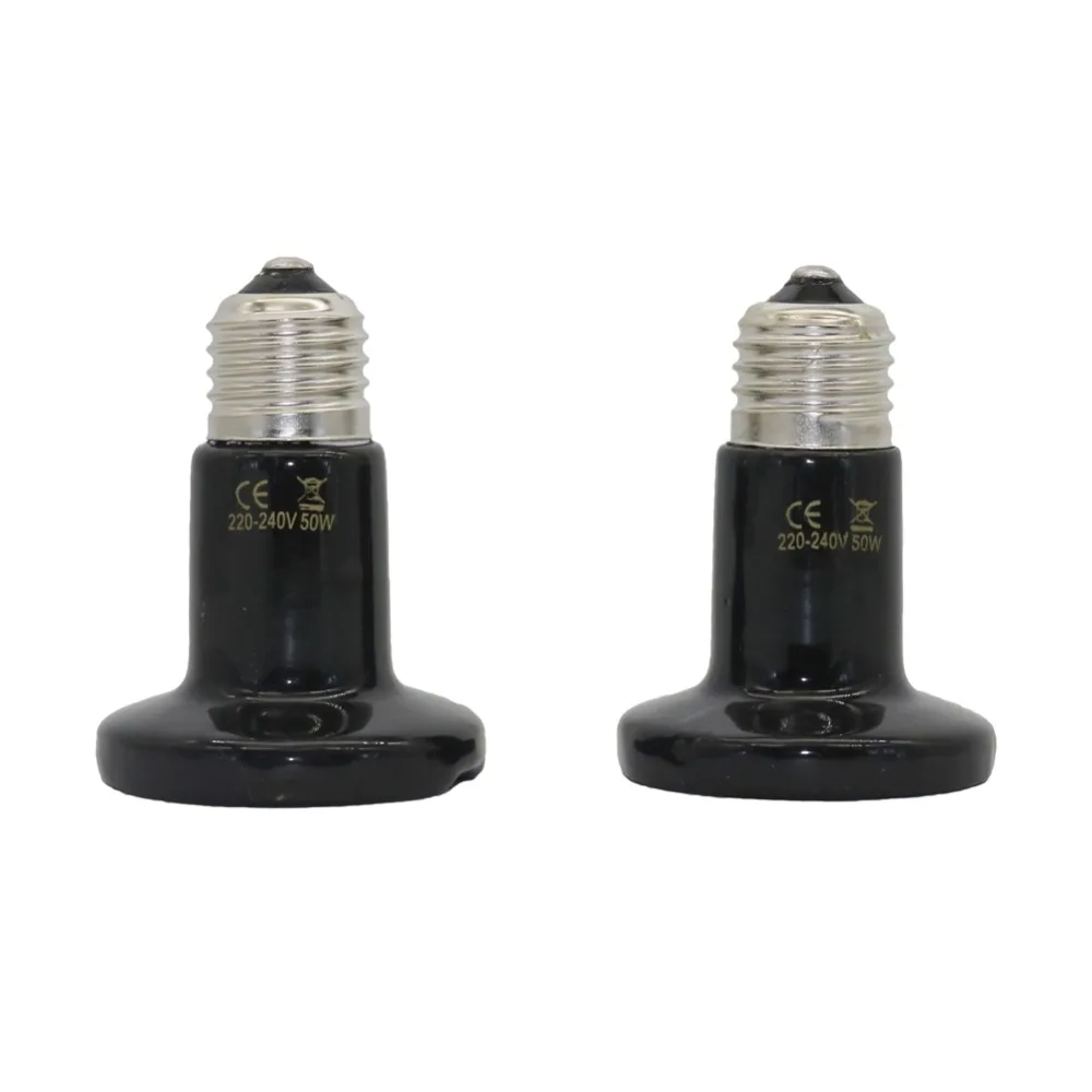 10 Uds E27 luz de calefacción para mascotas 25W 50W 75W 100W Mini emisor de cerámica infrarrojo bombilla de calor negra para lámpara chocadeadora de mascotas reptiles