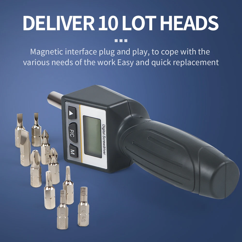 Llave dinamométrica DNS-8N.m con pantalla LCD, destornillador dinamométrico Digital, controlador de torsión preestablecido, Kit de reparación de vehículos de bicicleta con cabezal de 10 lotes - imagen 4