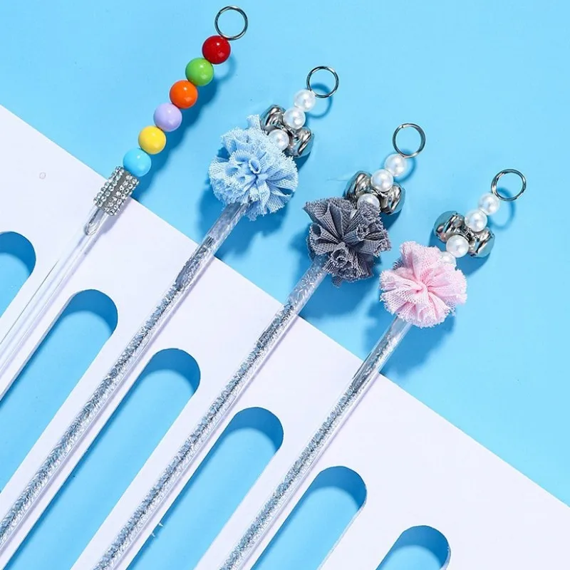 Juguete para gatos con borlas de arcoíris, palo para gatos con mango largo, juguetes interactivos con borlas para gatos, juguete para mascotas con campana, suministros para mascotas - imagen 5