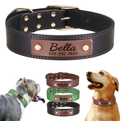 Collar de cuero personalizado con nombre para perros medianos y grandes