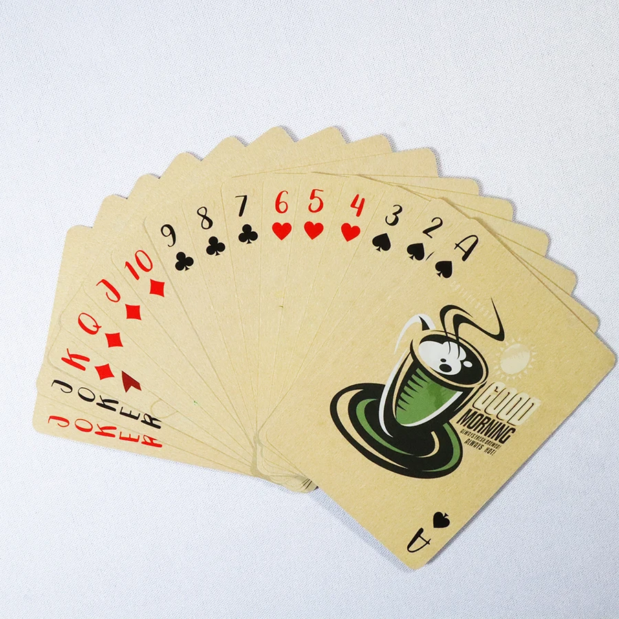 Baraja de póker con diseño de café - 54 cartas, juego retro casero - imagen 2