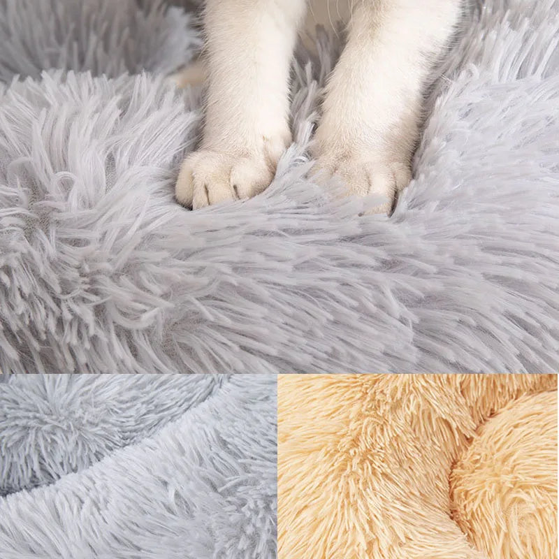 Cama larga de felpa para perros, sofá cama redondo de invierno, cesta, perrera para perros pequeños, cama antideslizante para dormir, manta, estera, suministros de productos para mascotas XS - imagen 3