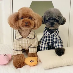 Pijama a cuadros para caniche y Chihuahua – Ropa de hogar suave