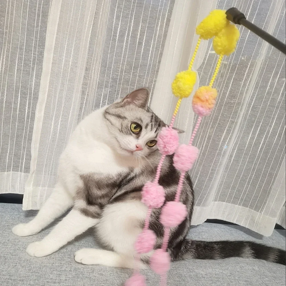 Juguete con borlas, bolas de peluche, varita rompecabezas para gatos, juguetes interactivos para gatos, varita rompecabezas, suministros para mascotas, accesorio, 1 ud. - imagen 5