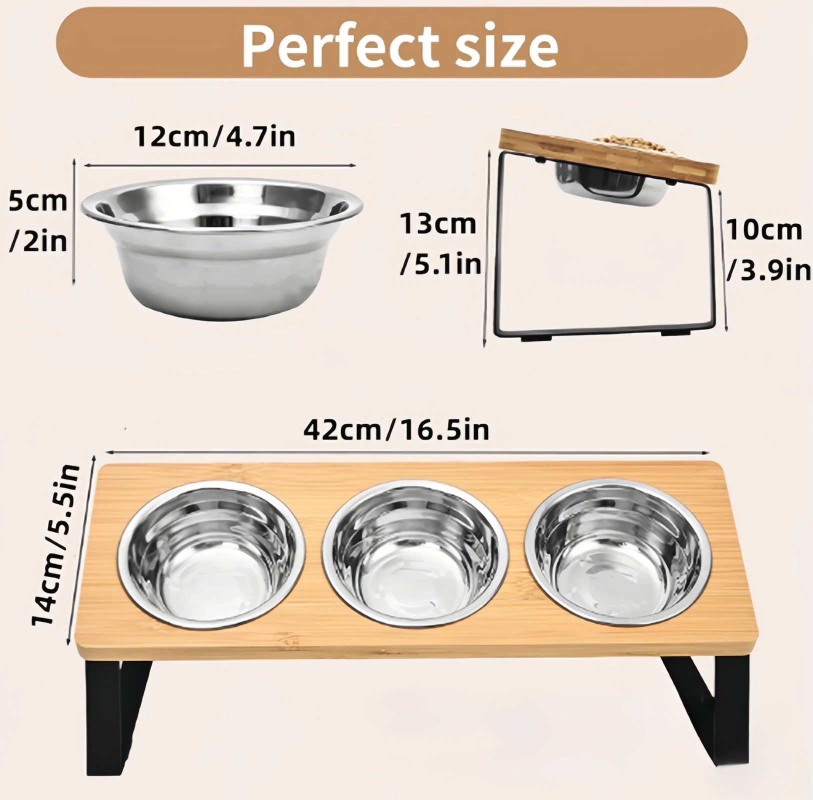 Comedero para mascotas de interior, cuenco elevado para gatos, cuenco doble para suelo, alimentador para gatos 15, 1 ud. ° Utensilios portátiles para mascotas con estante para cuencos para perros con elevación inclinable - imagen 3