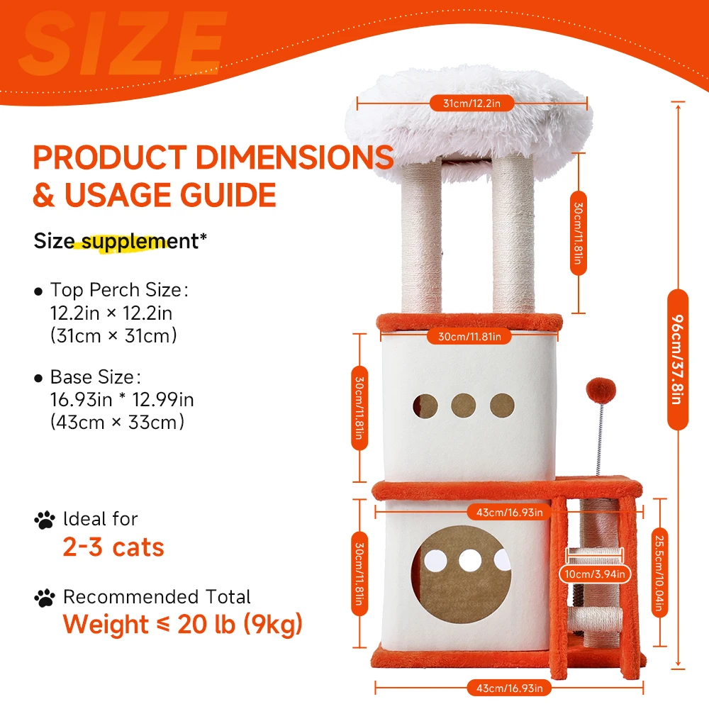 Árbol para gatos multinivel con poste rascador y percha acogedora - imagen 3