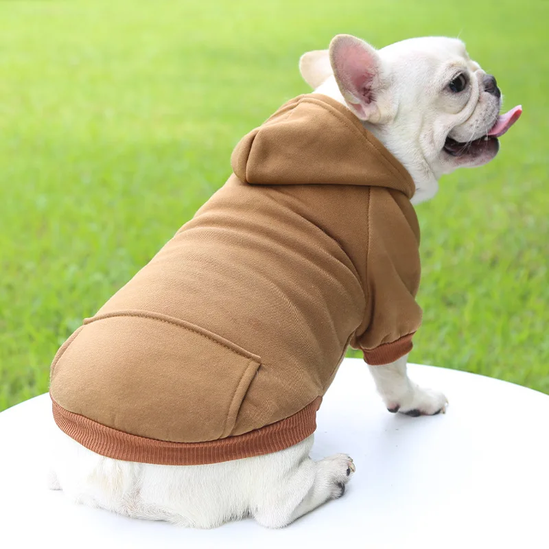Sudaderas con capucha para perros pequeños, ropa de primavera y otoño, sudaderas de Color sólido con bolsillo, jersey para mascotas, abrigo, disfraz deportivo para cachorros y gatos - imagen 2