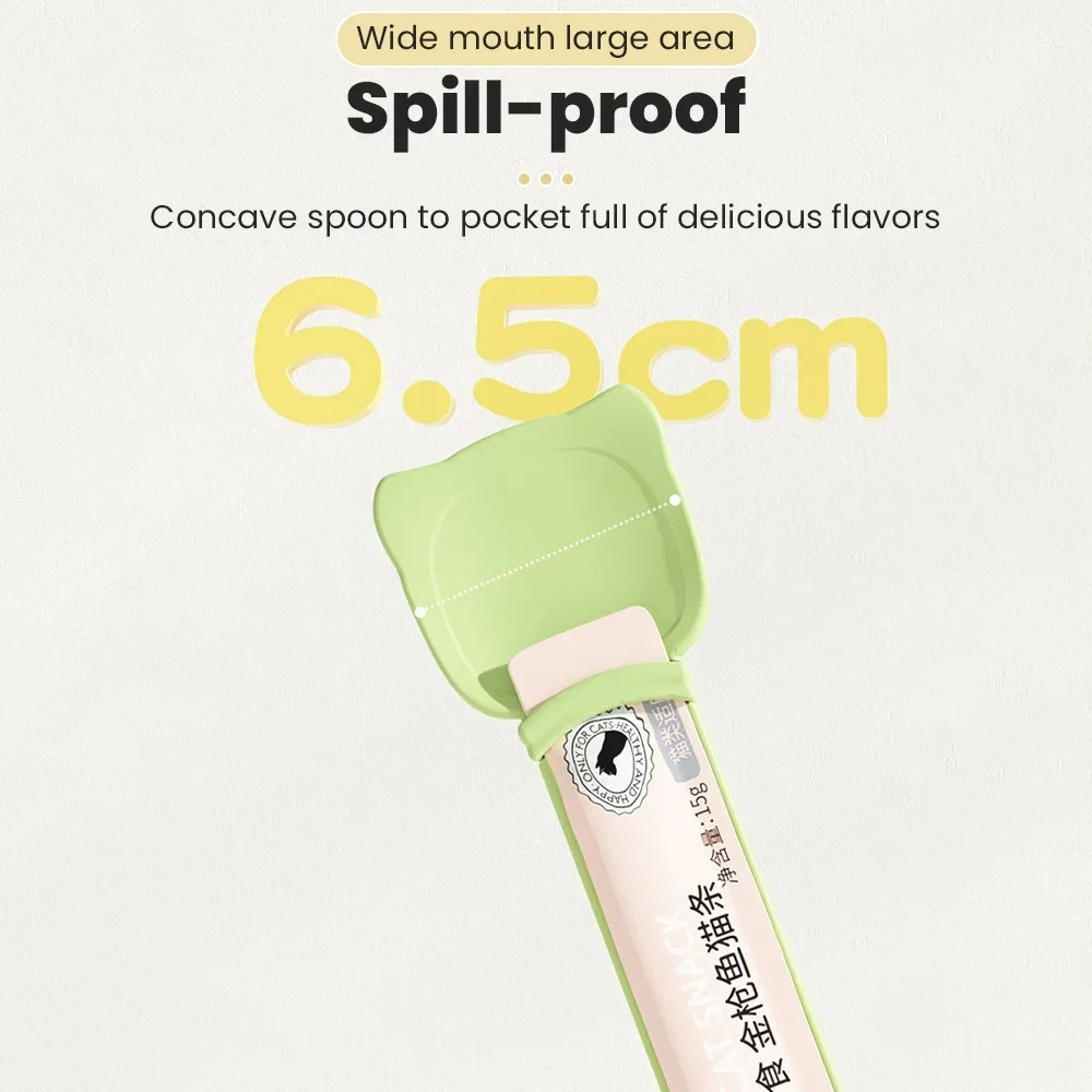 Cuchara para alimentación de mascotas, cuchara para comida, exprimidor de tiras para gatos, dispensador alimentador para interiores, aperitivos para cachorros y gatitos, cuchara para comida líquida, suministros para mascotas - imagen 3