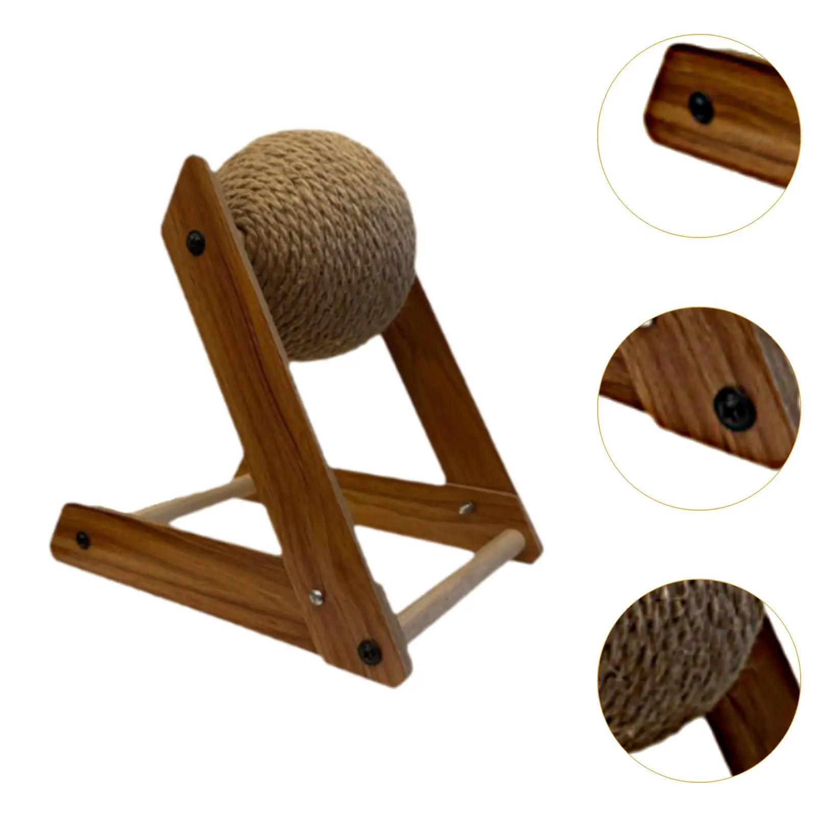 Cat Scratcher Toy Sisal Scratcher Ball Wood,Scratching Ball Toy,Interactive Pet Toy for Indoor Cats Small Animals Kitty