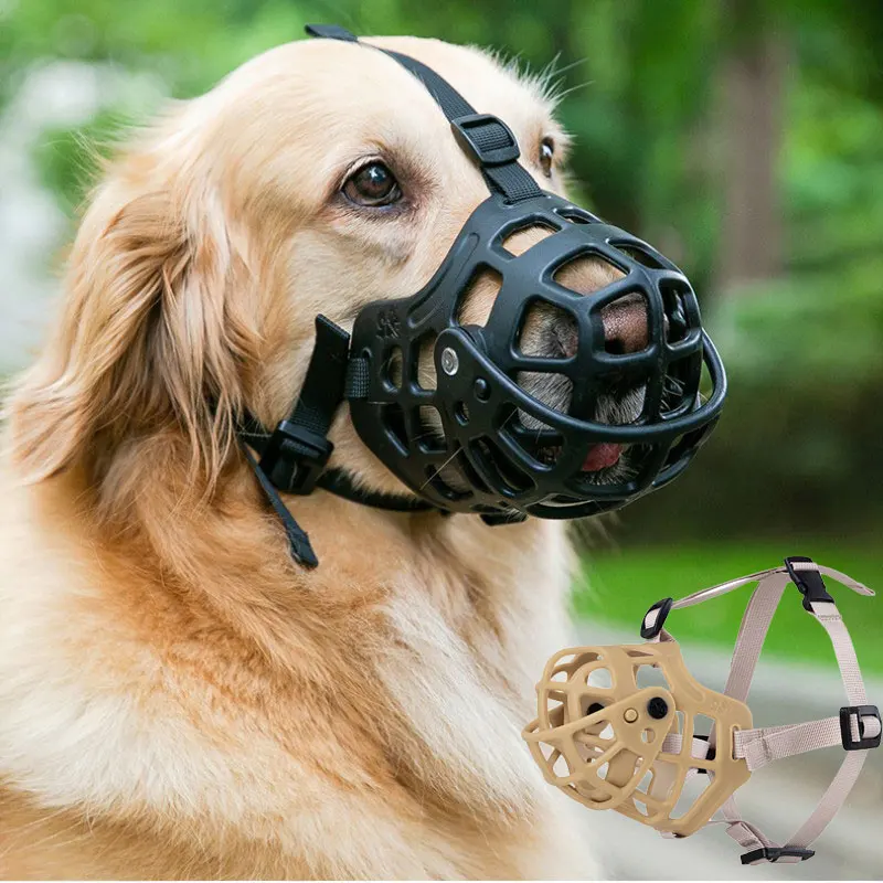 Bozal de silicona para perros grandes, máscaras para perros cómodas y seguras, máscara bucal transpirable antimordeduras para accesorios para perros medianos y grandes