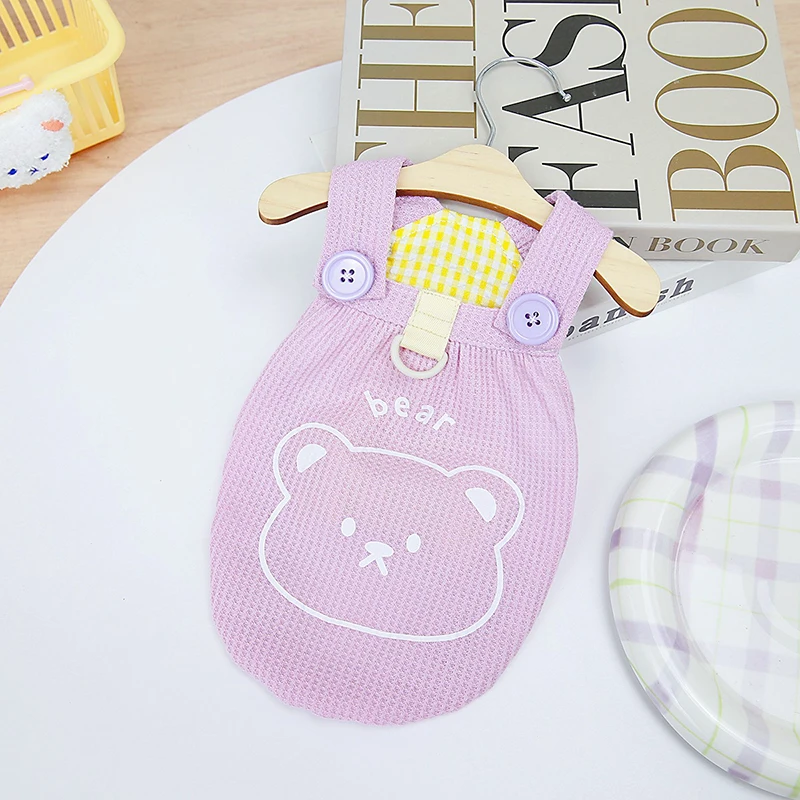 Chaleco con estampado de oso para perros y gatos pequeños, camiseta fina transpirable sin mangas para Chihuahua, Pug, Pullover, suministros para mascotas, primavera y verano - imagen 5