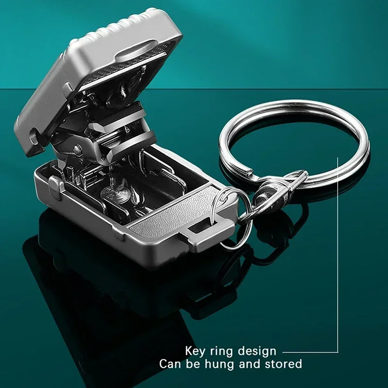 Exquisito llavero de equipaje, cortador de uñas plegable, cortaúñas de acero inoxidable, cortauñas giratorio para manicura de uñas de los pies