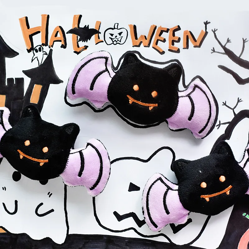 Juguete chirriante de peluche para perros de Halloween, juguetes de peluche de murciélago de calabaza fantasma para cachorros pequeños, juguete festivo para masticar mascotas - imagen 2