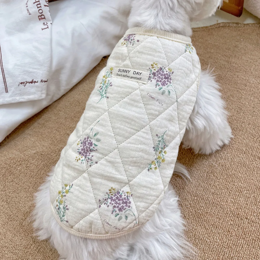 Abrigo floral cálido para perros y gatos pequeños – Otoño Invierno - imagen 3