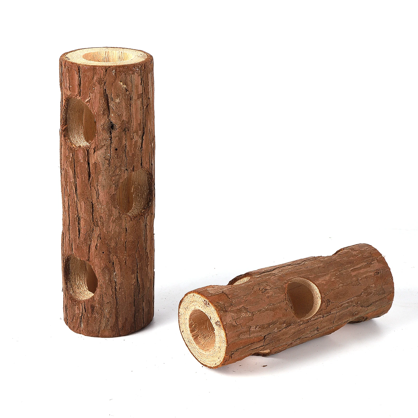 Hámsteres de madera Natural para mascotas, tubo de túnel de madera, árbol hueco, tronco, dientes, molienda, juguetes para masticar, suministros para mascotas pequeñas, 1 ud. - imagen 4