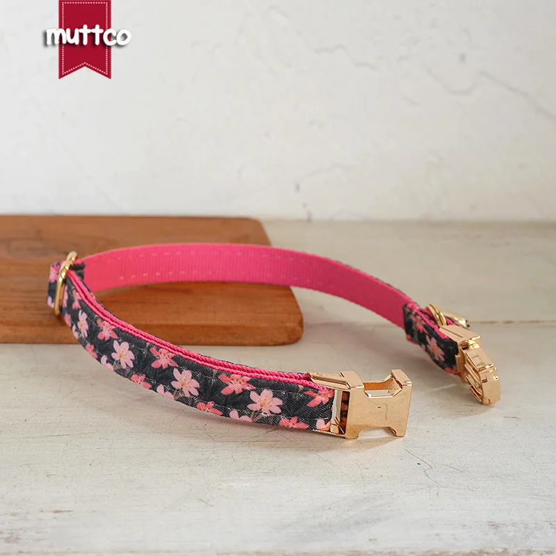 MUTTCO Venta al por menor grabado hermoso diseño de patrón de flores hecho a mano GRACE PURPLE SPRITEcollar diseño único collar de gato 2 tamaños UCC187 - imagen 2