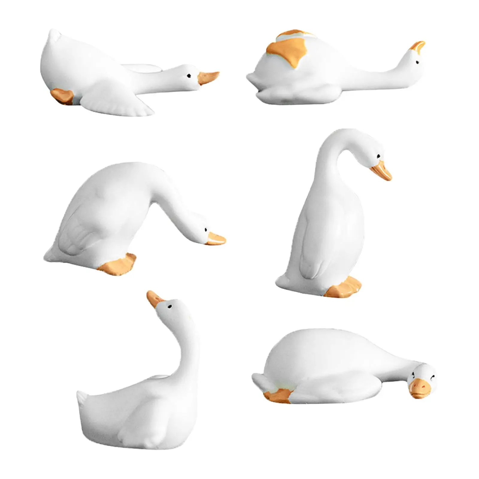 6Pcs Miniature Goose Figurines Office Display Gifts Decoration Mini Animal Ornaments Small Goose Statues for Table Chairs Home