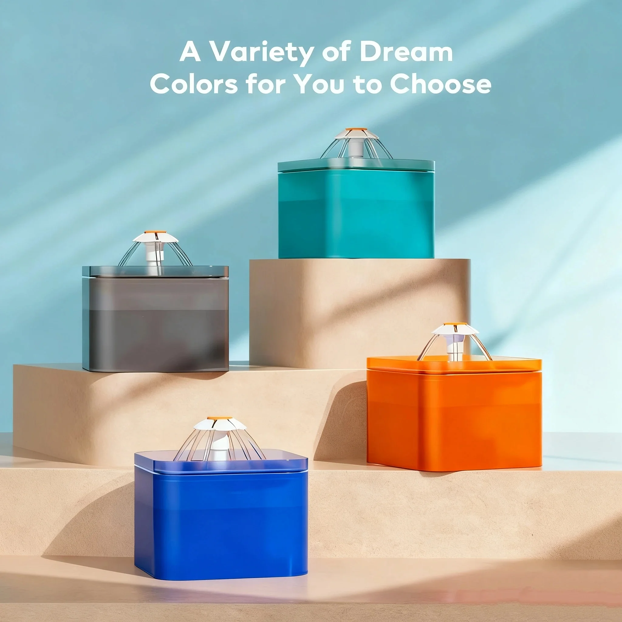 Fuente de agua automática para gatos de 2L con luz nocturna LED, bomba silenciosa alimentada por USB con filtro para gatos y perros pequeños