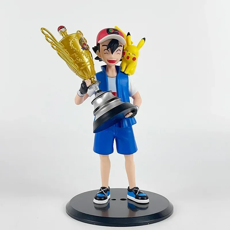 Campeón Ver de Anime Pikachu Go de 19 cm. Ash Ketchum & Pikachu PVC figura de acción estatua de dibujos animados juguetes de modelos coleccionables muñeca regalo para niños - imagen 2