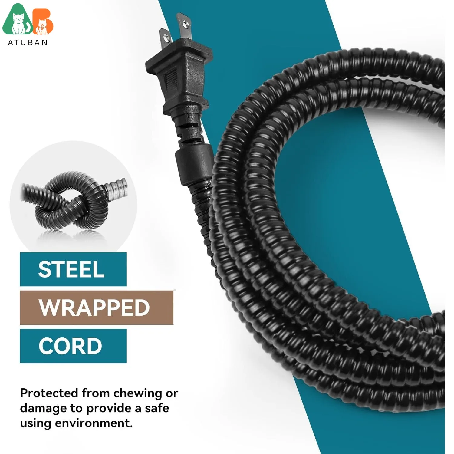 ATUBAN Cuenco de agua calefactable para perros y gatos, cuenco para perros con calefacción al aire libre que proporciona agua potable y comida en invierno, cuenco para mascotas con calefacción de 2,2 L - imagen 4