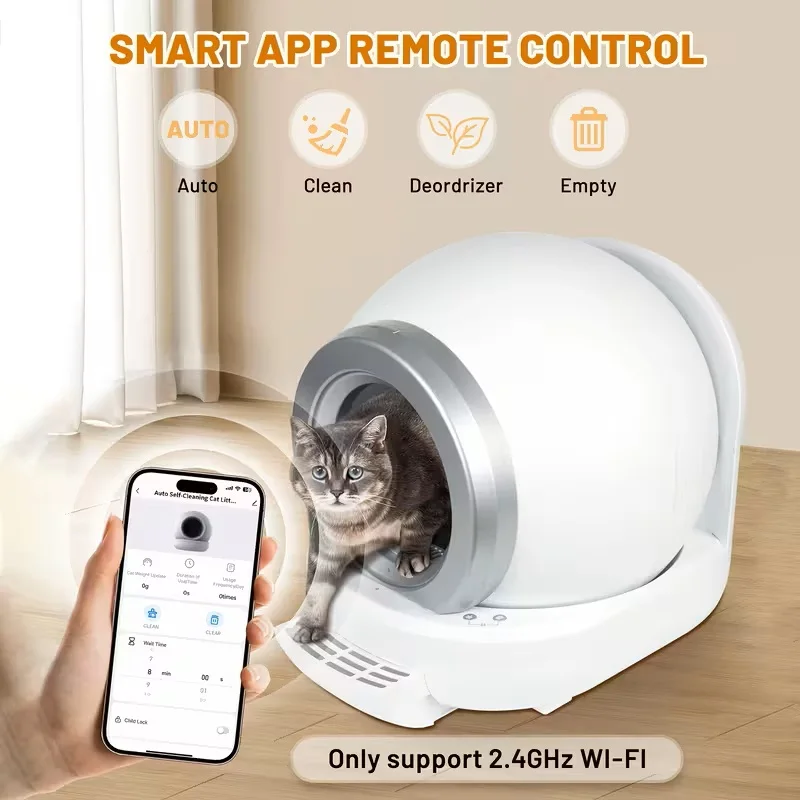 Caja de arena automática inteligente para gatos, inodoro para gatos completamente cerrado de 65L, autolimpiante, con Sensor infrarrojo, Control por aplicación, bandeja para mascotas sin olores - imagen 4