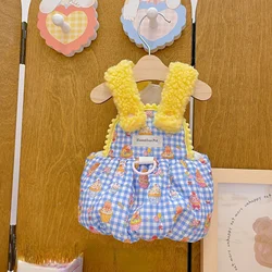 Ropa de grupo de calabaza a cuadros para mascotas, Falda de algodón con forma de calabaza para pastel de otoño e invierno, puede tirar de perros de peluche, falda bonita para pastel