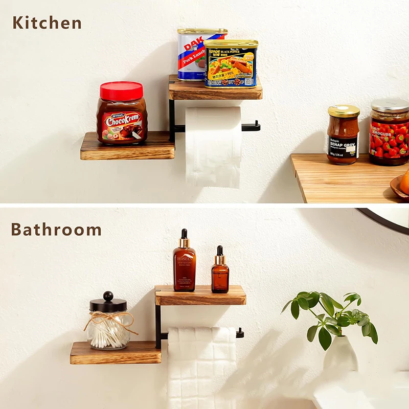 Soporte para papel de cocina de madera, organizador de encimera que ahorra espacio con almacenamiento Vertical de toallas de papel para cocina y baño, 1 Uds. - imagen 3