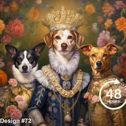 ATUBAN Retrato de mascota real personalizado, retrato de dos perros, pintura de perro renacentista, retrato de perro real, arte de pared, regalo conmemorativo para mascotas